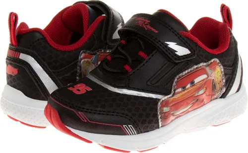 Vista 4 de Disney Pixar Cars - Tenis con luz negra y roja para niños pequeños