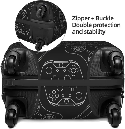 Vista 3 de Fundas elásticas para maletas de equipaje con patrón de controlador de videojuegos, protector de equipaje, maleta de viaje, funda protectora