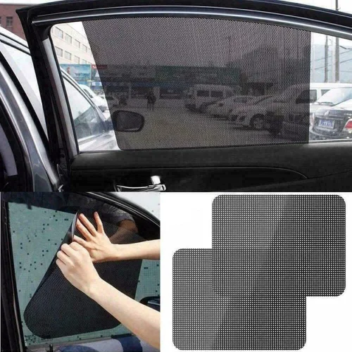 Vista 3 de AOLI 2 unids coche parasol cubierta ventana trasera lateral bloqueo estático visera escudo pantalla negro