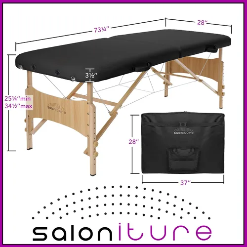 Vista 7 de Saloniture Mesa de masaje plegable portátil básica - Negro
