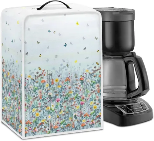 Vista 32 de Funda para cafetera, poliéster, azul, se adapta a la mayoría de máquinas de café estándar, protector resistente al polvo, huellas dactilares