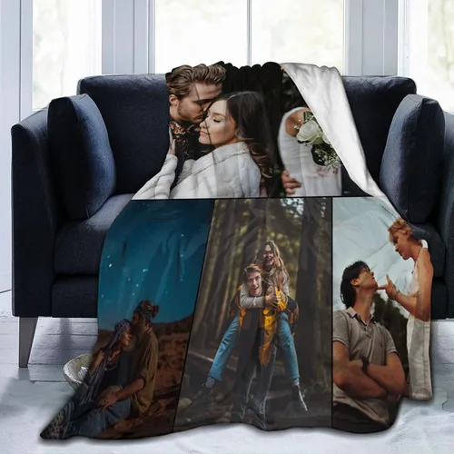 Vista 15 de Manta de cama personalizada con texto de fotos, mantas personalizadas con collage de fotos, mantas personalizadas para regalo de cumpleaños 1 Foto