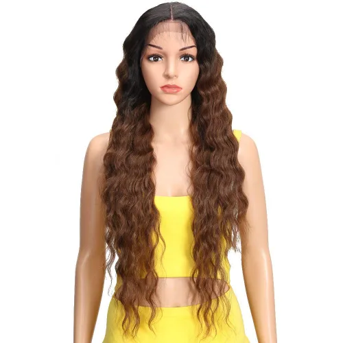 Vista 11 de Joedir - Peluca de 30 pulgadas de largo con encaje frontal, cabello ondulado profundo, parte superior, cabello natural superior con abuelitos