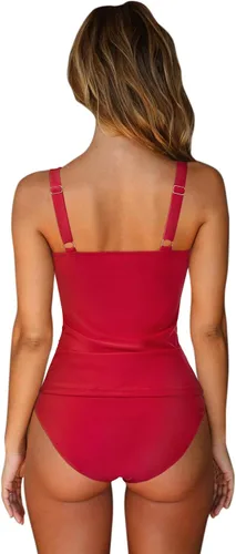Vista 20 de SUUKSESS Traje de baño tankini sexy con efecto de realce y control de abdomen para mujer