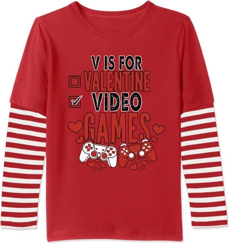 Vista 8 de BesserBay Valentines Day Unisex Kids Long Sleeve Top 2-14 Years Rojo Corazón