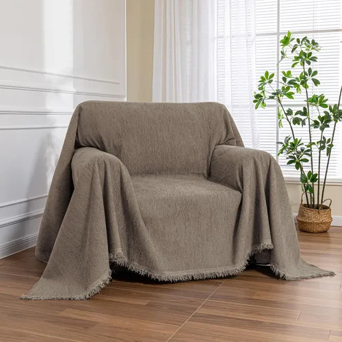 Vista 9 de MEETSKY Funda Negra de Silla de Tamaño Grande, Funda de Chenilla para Sillón/Sofá de 1 Cojín para Perro, Fundas de Sofá Protector de Muebles