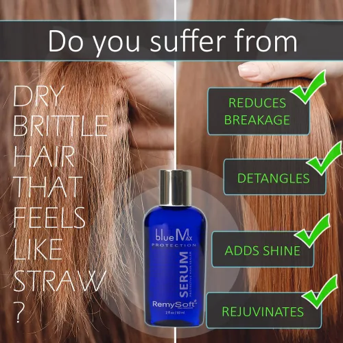 Vista 2 de RemySoft BlueMax - Suero protector de silicona, seguro para extensiones de cabello, tejidos y pelucas, suero de fórmula de salón de 2 onzas