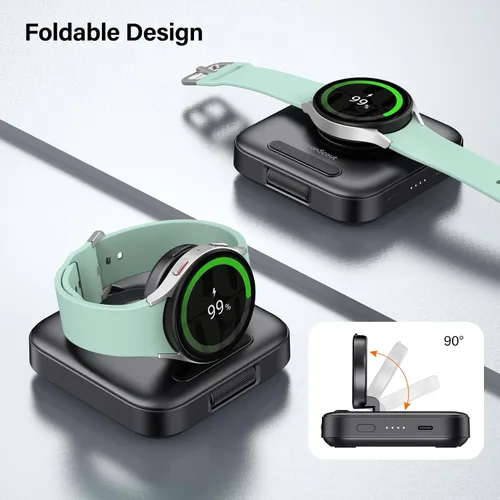 Vista 3 de Cargador portátil para cargar Samsung Watch, SwanScout 303S, cargador inalámbrico de 1800 mAh para Galaxy Watch 8 Classic/8/7/Ultra/6/6 Classic/5/5