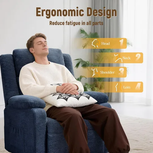 Vista 4 de Korser Silla reclinable eléctrica, sillas de sala de estar para adultos Azul-5