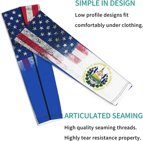 Vista 3 de Estados Unidos El Salvador Bandera Protección Solar Brazos Mangas Tatuaje Cubierta Hasta Brazo Protector de Brazo Enfriamiento Deportivo Manga