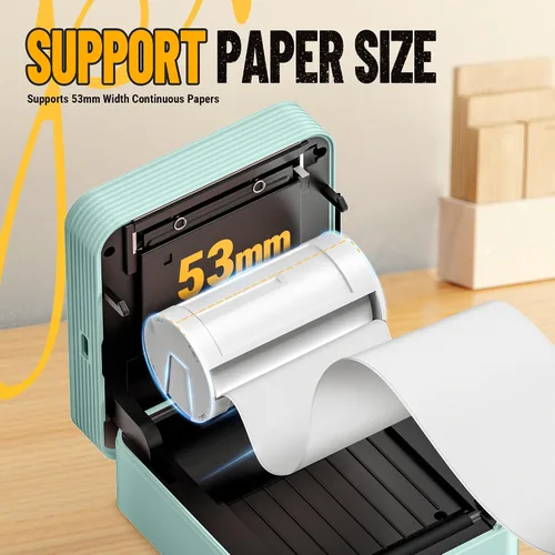 Vista 7 de Nelko Impresora de calcomanías, PM230 Print Pod Mini Bluetooth Portabel Sticker Maker con 1 rollo de papel, cápsulas de impresión con múltiples