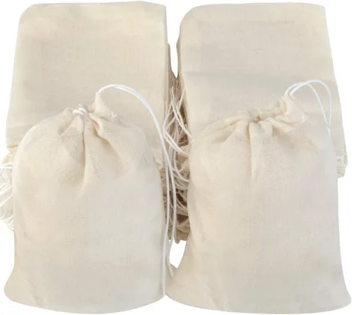 Vista 7 de Tayfremn 100 bolsas de algodón con cordón, bolsas de muselina reutilizables, bolsas de algodón natural con cordón, bolsas para productos a granel
