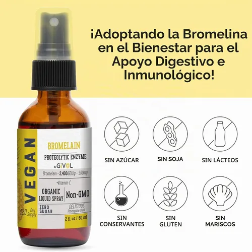 Vista 3 de Spray líquido de bruma de bromelina, sin azúcar, fabricado en Estados Unidos, 2 onzas líquidas, 2 fl oz