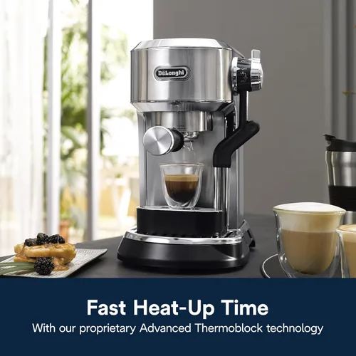 Vista 10 de De'Longhi Dedica Maestro Plus - Máquina de café expreso, varita de vapor automática, 3 ajustes de temperatura de café y espuma de leche, tanque