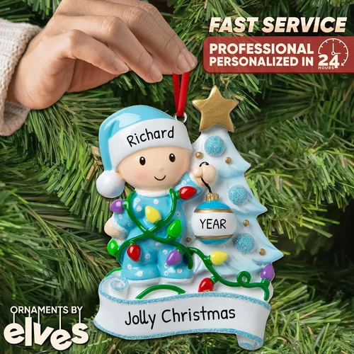 Vista 2 de Adorno personalizado para árbol de Navidad 2025 – Adorno de Navidad para bebé 2025, adorno de primera Navidad, adornos de Navidad para niño pequeño