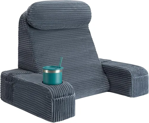 Vista 16 de Almohada de lectura para adultos, almohada de espalda para sentarse en la cama, almohada de respaldo para sentarse en la cama, brazos desmontables
