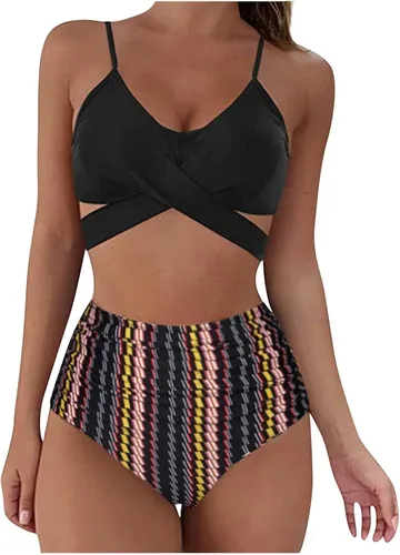 Vista 2 de Traje de baño sexy con estampado de leopardo para mujer, traje de baño con efecto de realce, traje de baño de cintura alta