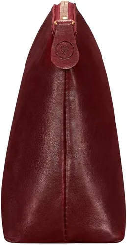 Vista 4 de Maxwell Scott Bolsa de maquillaje grande de cuero de lujo para mujer The Chia Large Hecho a mano en Italia, Vino