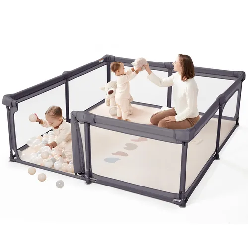Vista 9 de Sweeby Corralito para bebés, 47 x 47 pulgadas, corralitos plegables para bebés y niños pequeños, corralito extra grande con puerta de juego