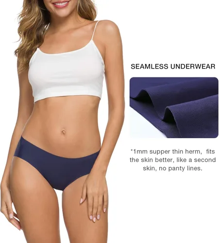Vista 3 de Altheanray - Ropa interior sin costuras para mujer, ropa interior de bikini suave y elástica, paquete múltiple