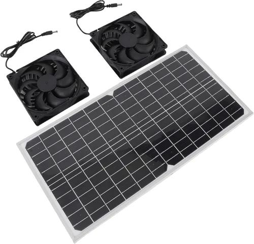 Vista 5 de Kit de ventilador alimentado por panel solar de 16 W, ventilador de escape solar con marco de aluminio para gallinero, invernadero, cobertizo