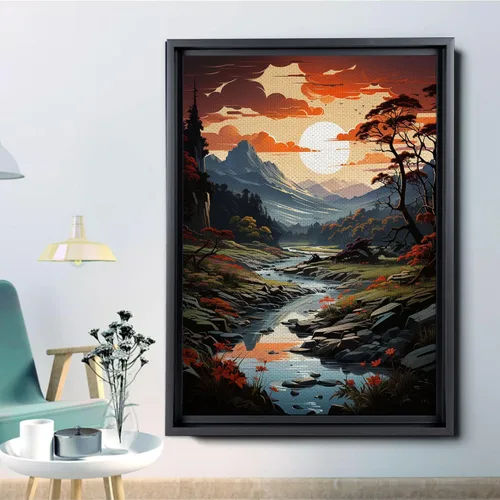Vista 6 de Winding River Abstract Minimalist Printable Poster, print art print, Nature Wall prints, Vector Illustration, National Park Landscape