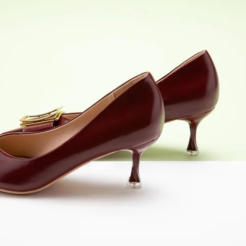 Vista 3 de C.Paravano Tacones puntiagudos con hebilla de metal para mujer, zapatos de boda sexy, tacón bajo elegante para eventos formales, trabajo, tacones