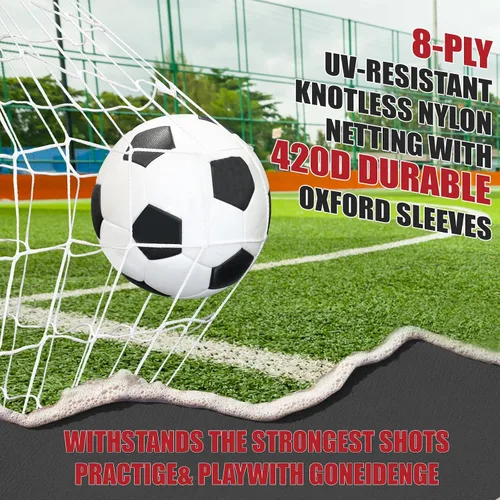Vista 5 de BaseGoal Portería de Fútbol, Red de Fútbol, Porterías de Fútbol para Patio Trasero, con Marco de Lazo, Base Metálica Plegable y Escalera de Agilidad