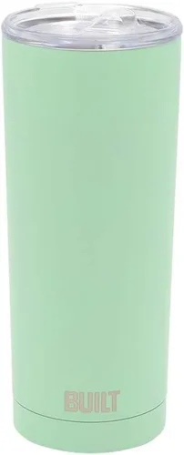 Vista 6 de BUILT - Juego de vaso de acero inoxidable de doble pared con tapa de reemplazo, 2 popotes de Tritan reutilizables, cepillo de alambre de limpieza