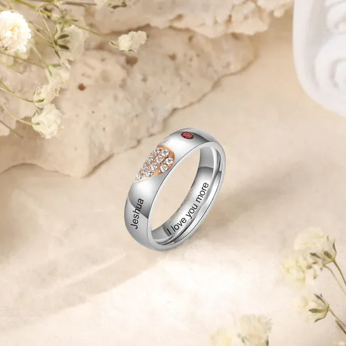 Vista 6 de Luxladis Juego de anillos personalizados para parejas para él y ella, anillos de promesa para parejas, grabado gratuito, anillos de compromiso