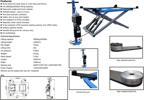 Vista 2 de 6200 lbs 220V Elevador de tijera automotriz hidráulico de elevación móvil con reemplazo de piezas de 12 meses