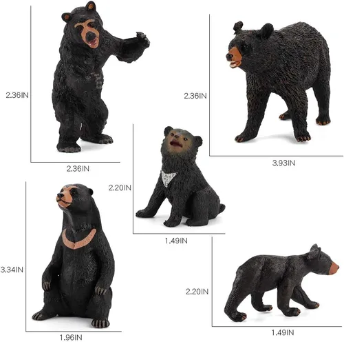 Vista 5 de Figuras realistas de animales de la selva de la vida silvestre, modelo de oso negro, juego de la familia, juguetes eduaccionales, estatua