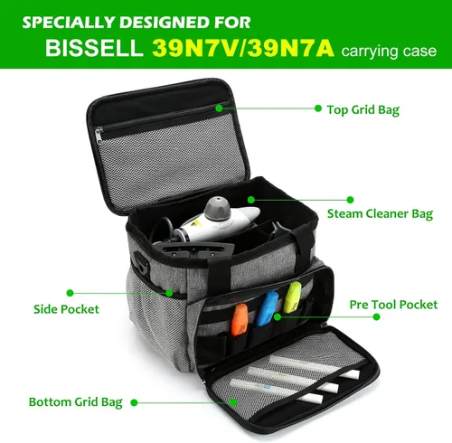 Vista 2 de TMEOIIPY Bolsa de almacenamiento compatible con Bissell SteamShot 39N7V/39N7A, divisores ajustables, bolsa organizadora de limpiador de vapor