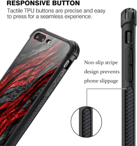 Vista 5 de Carcasa para iPhone 8 Plus, 9H de cristal templado para iPhone 7 Plus, para hombres y niños, diseño de patrón fresco a prueba de golpes