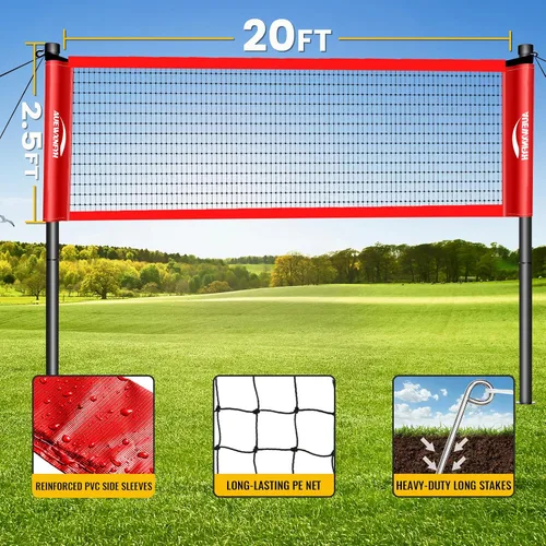 Vista 2 de Juego de bádminton para patio trasero: red portátil para exteriores con 4 raquetas de rendimiento, 3 volantes y línea de límite, juego completo
