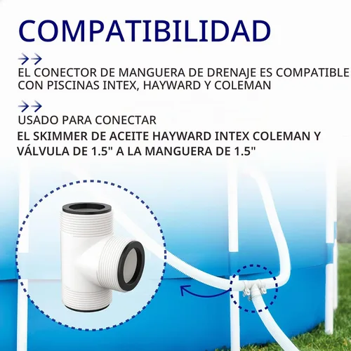 Vista 5 de PalpitateC Divisor en T de manguera de piscina compatible con bomba de natación Intex Coleman de 1.5 pulgadas, extensor de manguera de piscina