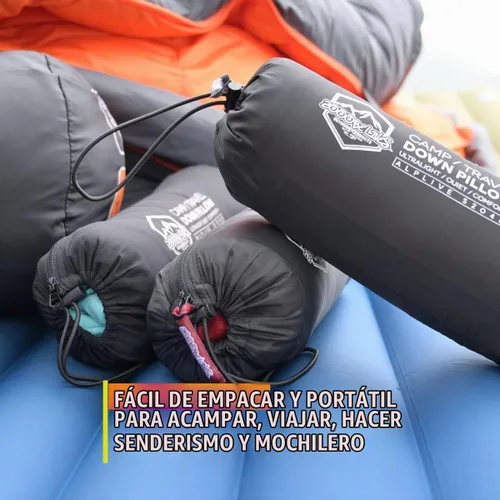 Vista 6 de ZOOOBELIVES Almohada de camping rellena de plumón para viajes, funda suave lavable, cojín de campamento pequeño para cuello y soporte lumbar sobre