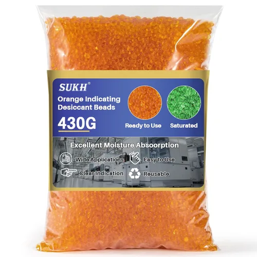 Vista 7 de Sukh Perlas de desecante de gel de sílice azul 430G - Perlas de gel de sílice indicadoras, perlas de silicona para secado, desecante reutilizable