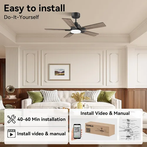 Vista 7 de Ventiladores de techo de 42 pulgadas con luces, ventilador de techo inteligente con luz y control remoto, Alexa, APP, ventiladores de techo