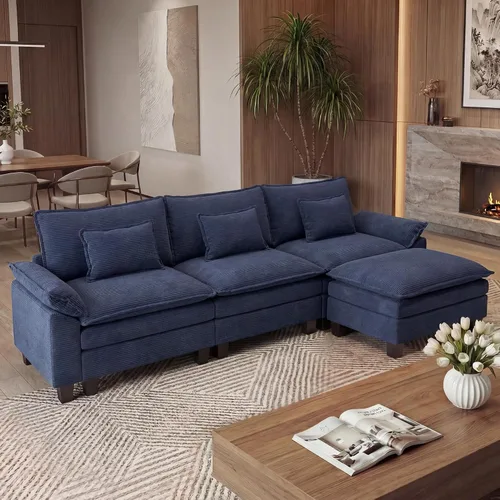 Vista 37 de URRED - Sofá seccional modular Cloud, sofá moderno en forma de L de 87" con profundidad de asiento con otomana y almohadas, ultra cómodo sofá