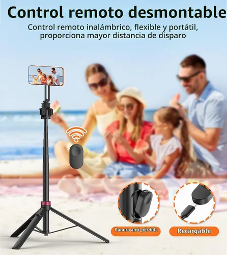 Vista 6 de Soporte magnético para trípode de teléfono de 69 pulgadas con control remoto y soporte para teléfono