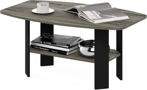 Vista 19 de Furinno Mesa de Café Básica, Mesa de Centro Moderna de 2 Niveles con Estante Abierto, Mesa Auxiliar de Fácil Montaje, para Sala de Estar