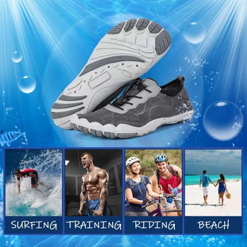 Vista 7 de HIITAVE - Zapatos acuáticos y con sensación de pies descalzos para hombre, calcetines acuáticos de secado rápido para deportes al aire libre