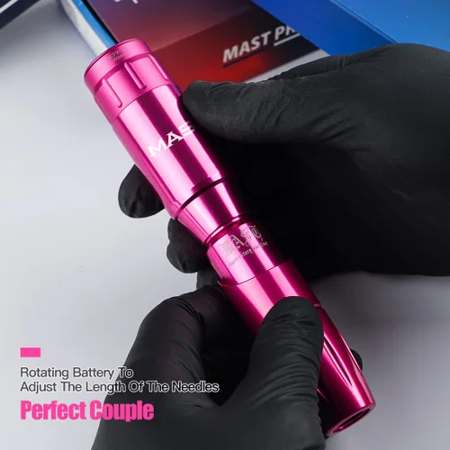 Vista 2 de Kit de bolígrafo de tatuaje Mast Tour, fuente de alimentación inalámbrica para tatuaje, kit de ametralladora de tatuaje, 20 agujas de tatuaje