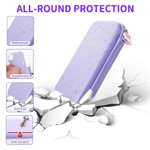 Vista 3 de GLDRAM Carrying Case for Nintendo Switch Lite, Accessories Bundle with Purple Sakura Travel Case, Soft TPU Protective Skin Cover, HD Screen