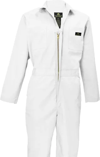 Vista 2 de Natural Uniforms Overol de sarga de manga larga con cremallera para hombre, resistente a las manchas y a las arrugas