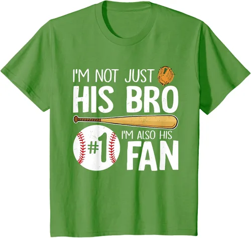 Vista 64 de Camiseta Baseball Brother I'm Not Just His Bro I'm His Number One Fan, Negro