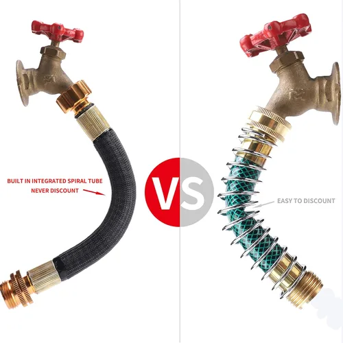 Vista 3 de persevere Extensión de manguera de jardín de 0.8 pies, adaptador de manguera de agua flexible, manguera de conector corto con tubo espiral integrado