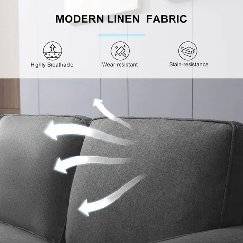 Vista 4 de PUREMIND Juego de sofá de 2 piezas para sala de estar, moderno sofá en forma de L y sofá biplaza con otomana de almacenamiento y bolsillo lateral