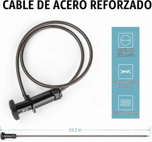 Vista 5 de Candado de cable de bicicleta – Cable de bloqueo de bicicleta – Bloqueo de cadena de bicicleta para casco de bicicleta, antirrobo para barras